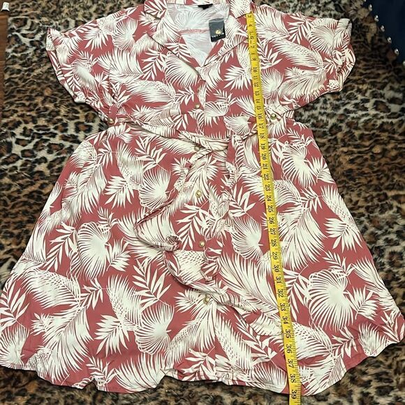 Torrid Palm Trees Print Design Button Front Collar Pockets Dress Vacation Resort - Picture 11 of 16